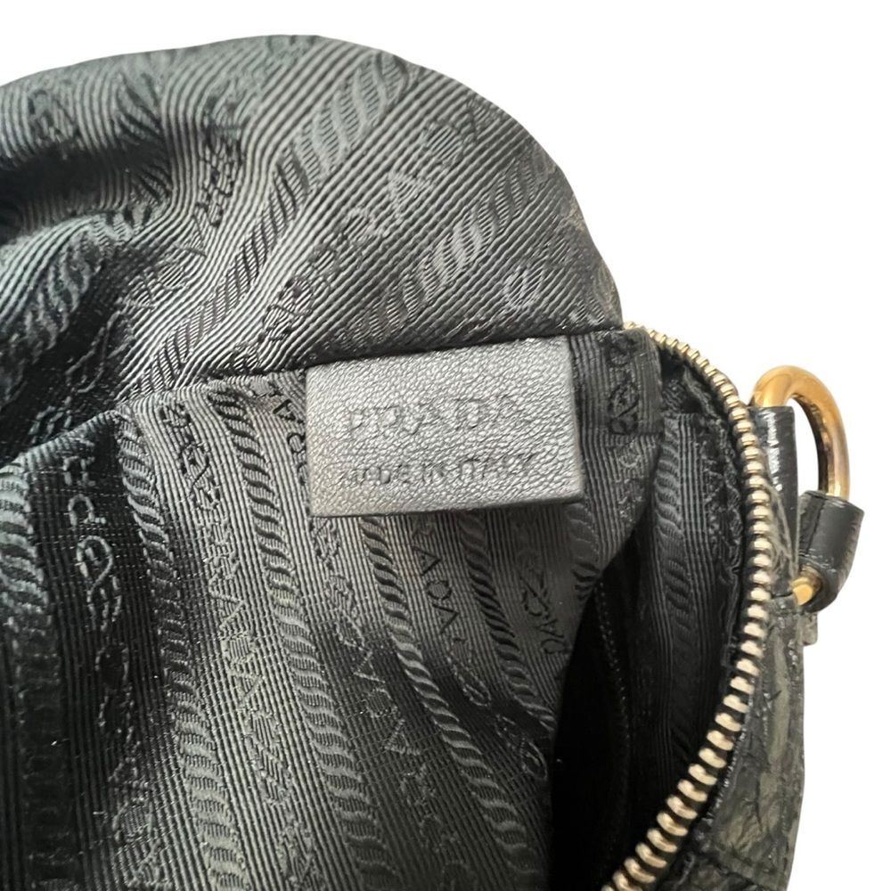 PRADA Vernice Waves Bag Black Patent Leather Gold Hardware Large 16” Authentic - Picture 7 of 13